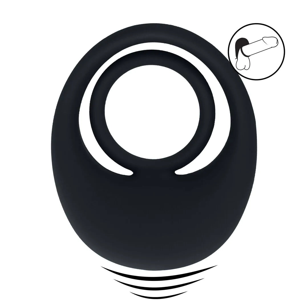 LEVELZ Vibrating Liquid Silicone Cock and Ball Ring - Black