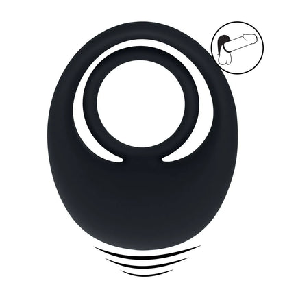 LEVELZ Vibrating Liquid Silicone Cock and Ball Ring - Black