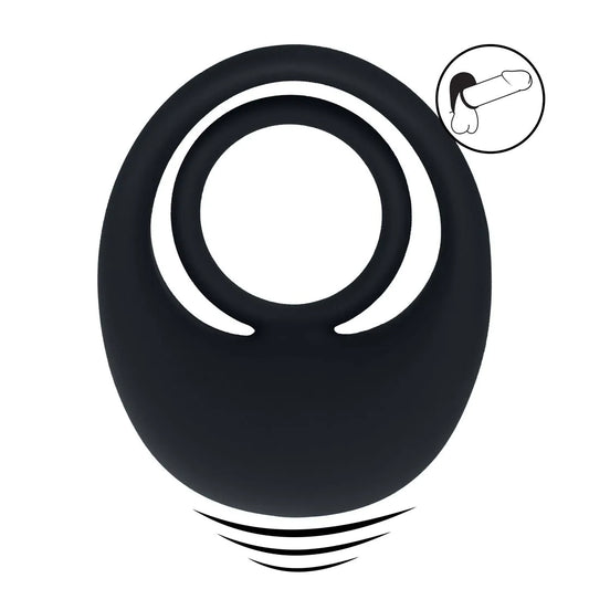 LEVELZ Vibrating Liquid Silicone Cock and Ball Ring - Black