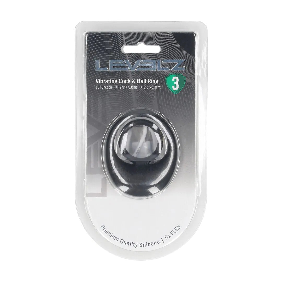 LEVELZ Vibrating Liquid Silicone Cock and Ball Ring - Black