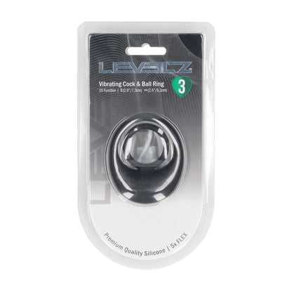 LEVELZ Vibrating Liquid Silicone Cock and Ball Ring - Black