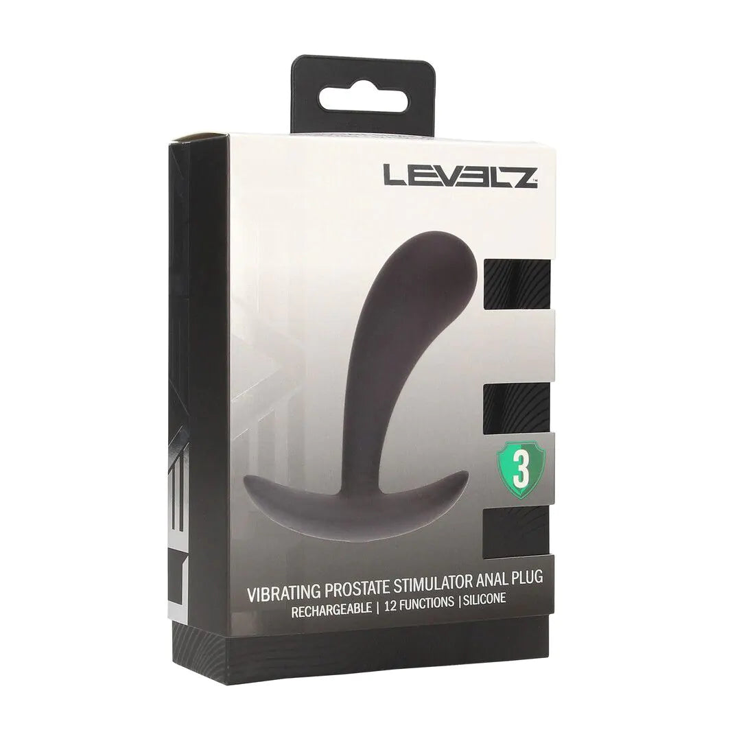 LEVELZ Vibrating Silicone Prostate Stimulator Anal Plug - S - Black