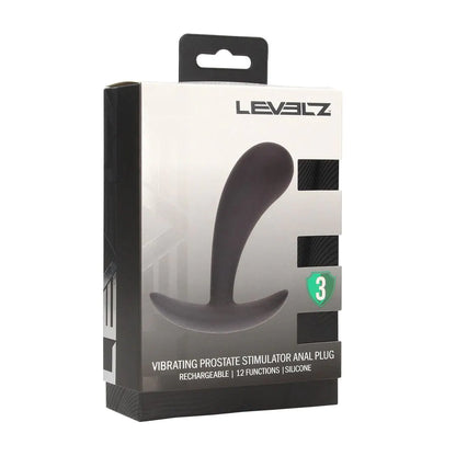 LEVELZ Vibrating Silicone Prostate Stimulator Anal Plug - S - Black
