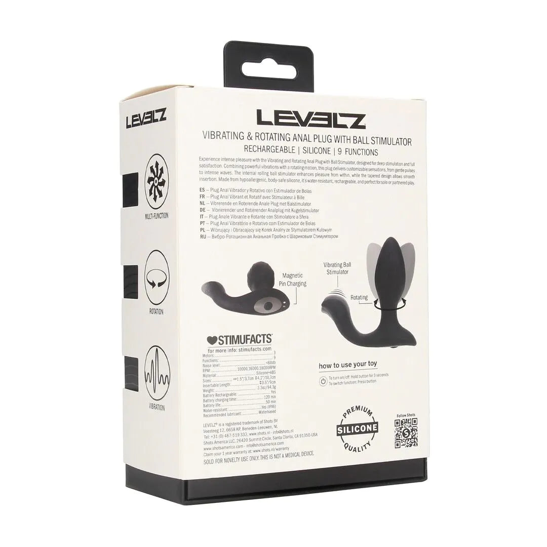 LEVELZ Vibrating and Rotating Silicone Anal Plug with Ball Stimulator