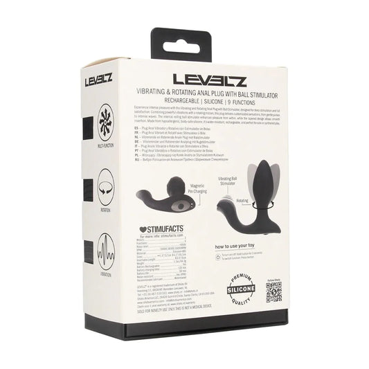 LEVELZ Vibrating and Rotating Silicone Anal Plug with Ball Stimulator