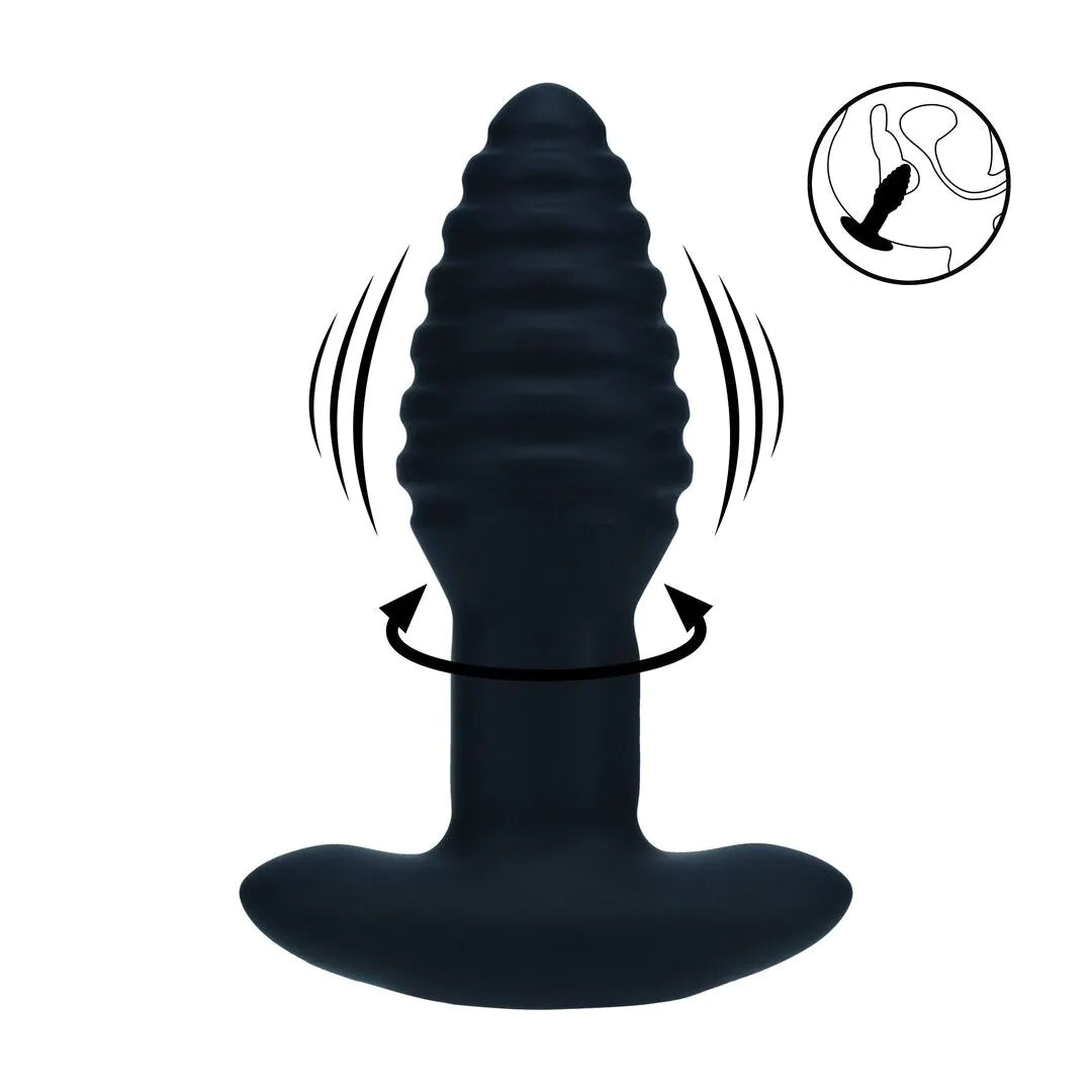 LEVELZ Vibrating and Rotating Ribbed Silicone Anal Plug