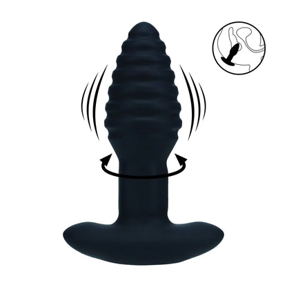 LEVELZ Vibrating and Rotating Ribbed Silicone Anal Plug