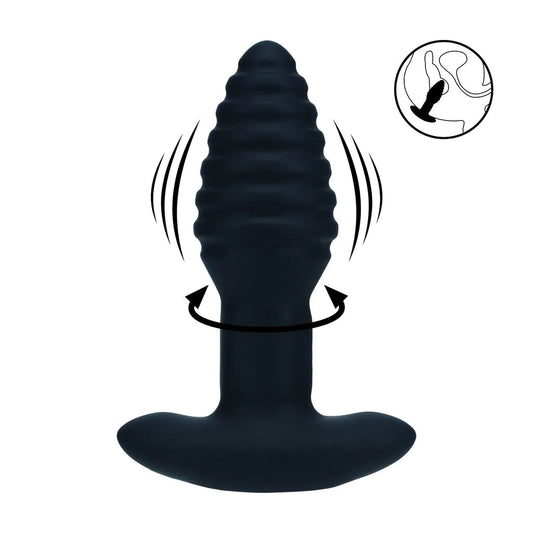 LEVELZ Vibrating and Rotating Ribbed Silicone Anal Plug
