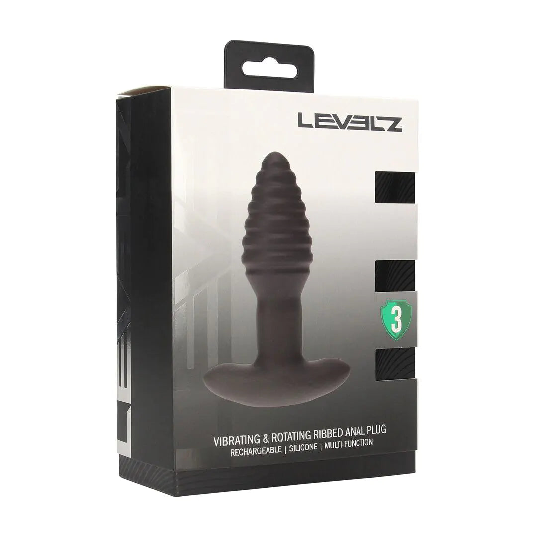 LEVELZ Vibrating and Rotating Ribbed Silicone Anal Plug