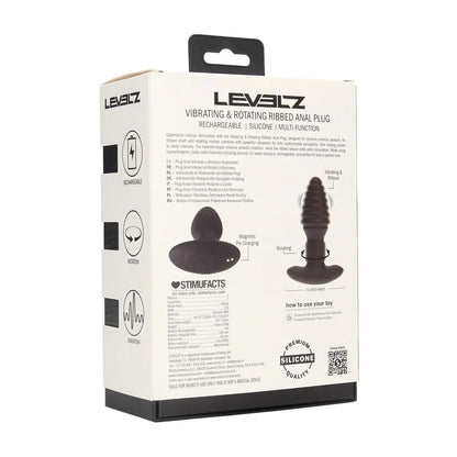 LEVELZ Vibrating and Rotating Ribbed Silicone Anal Plug