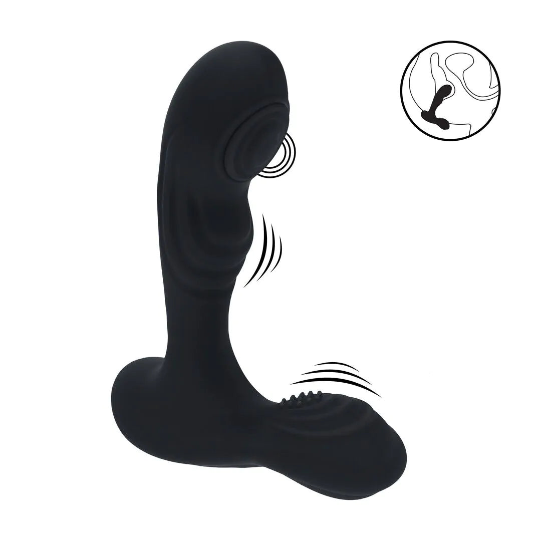 LEVELZ Vibrating and Tapping Silicone Prostate Massager with Ball Stimulator - Black