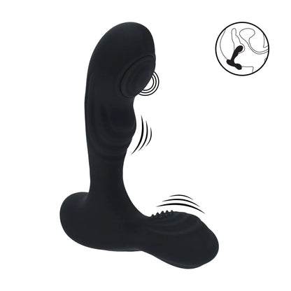 LEVELZ Vibrating and Tapping Silicone Prostate Massager with Ball Stimulator - Black