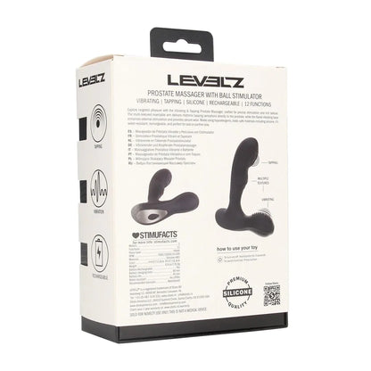 LEVELZ Vibrating and Tapping Silicone Prostate Massager with Ball Stimulator - Black