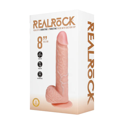 REALROCK Vibrating and Thrusting Straight Cock with Balls - 8" / 20.5 cm - Flesh