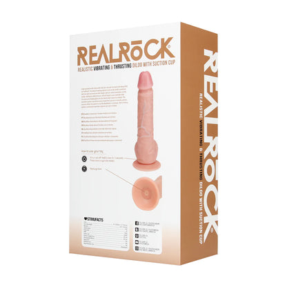 REALROCK Vibrating and Thrusting Straight Cock with Balls - 8" / 20.5 cm - Flesh