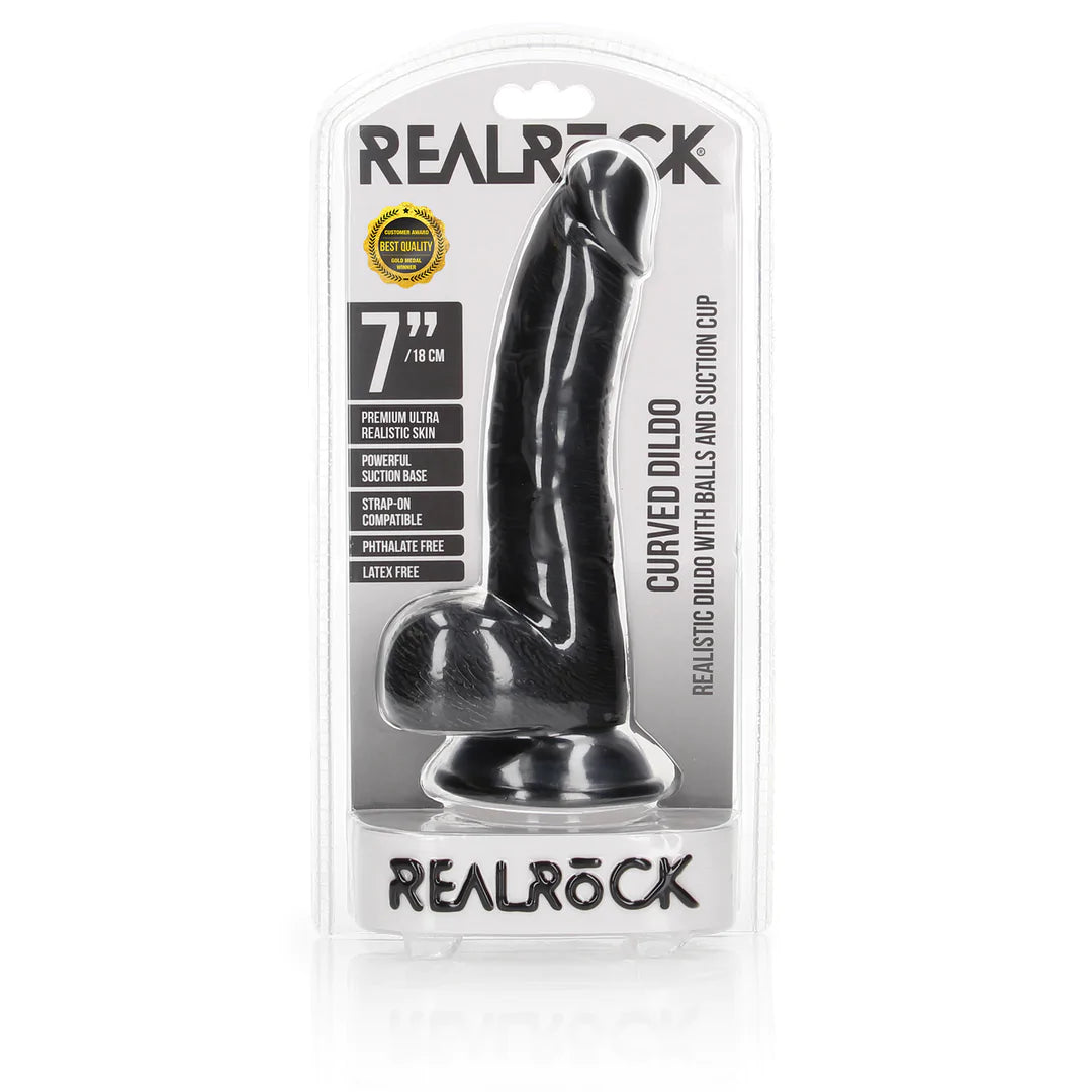 REALROCK Curved Realistic Dildo with Balls 7”/18cm