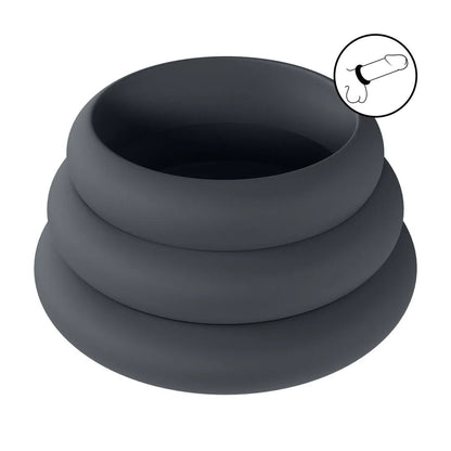 LEVELZ Wide O Silicone Cockring Set of 3 - S/M/L