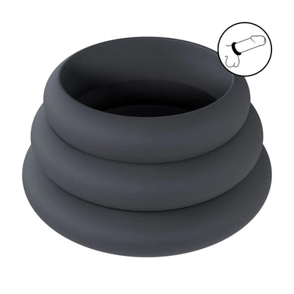 LEVELZ Wide O Silicone Cockring Set of 3 - L/XL/XXL