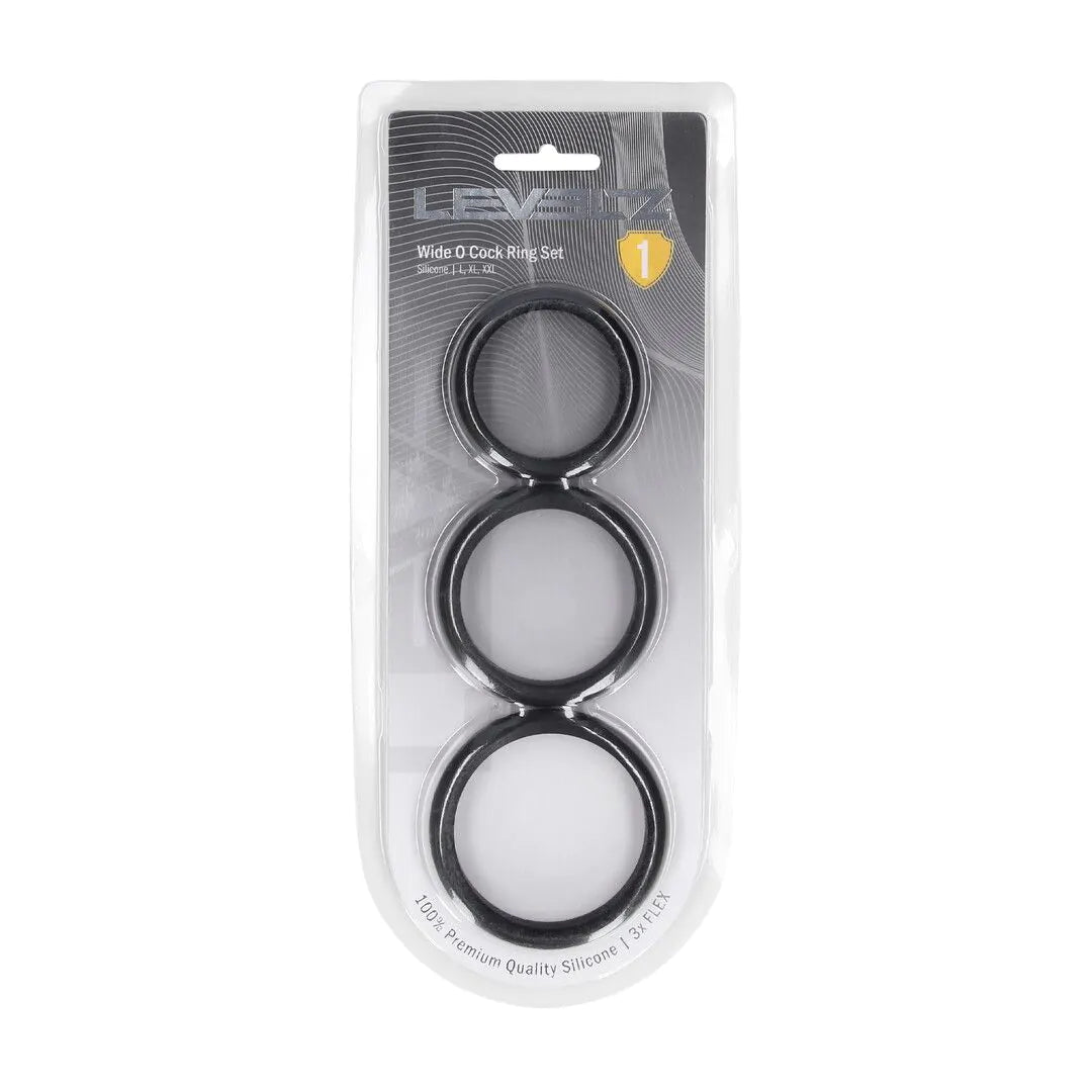 LEVELZ Wide O Silicone Cockring Set of 3 - L/XL/XXL