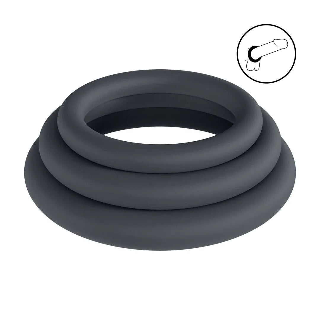 LEVELZ Classic Silicone Cockring Set of 3 - L/XL/XXL