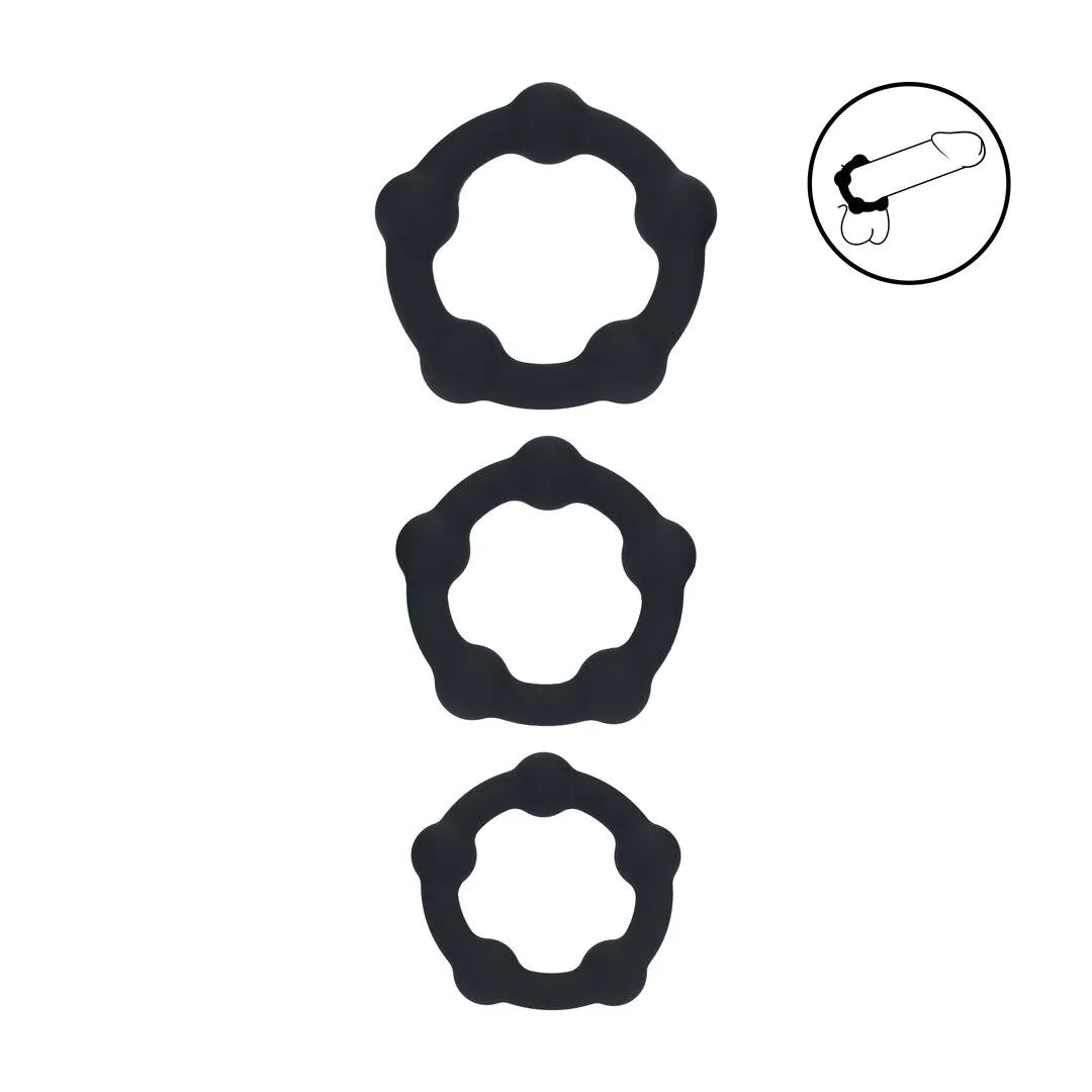 LEVELZ Beaded Silicone Cockring Set of 3 - S/M/L