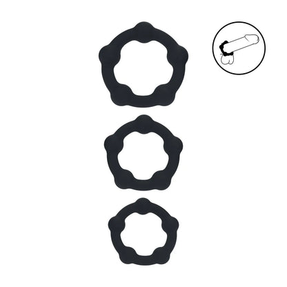 LEVELZ Beaded Silicone Cockring Set of 3 - S/M/L
