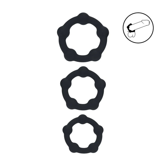 LEVELZ Beaded Silicone Cockring Set of 3 - S/M/L