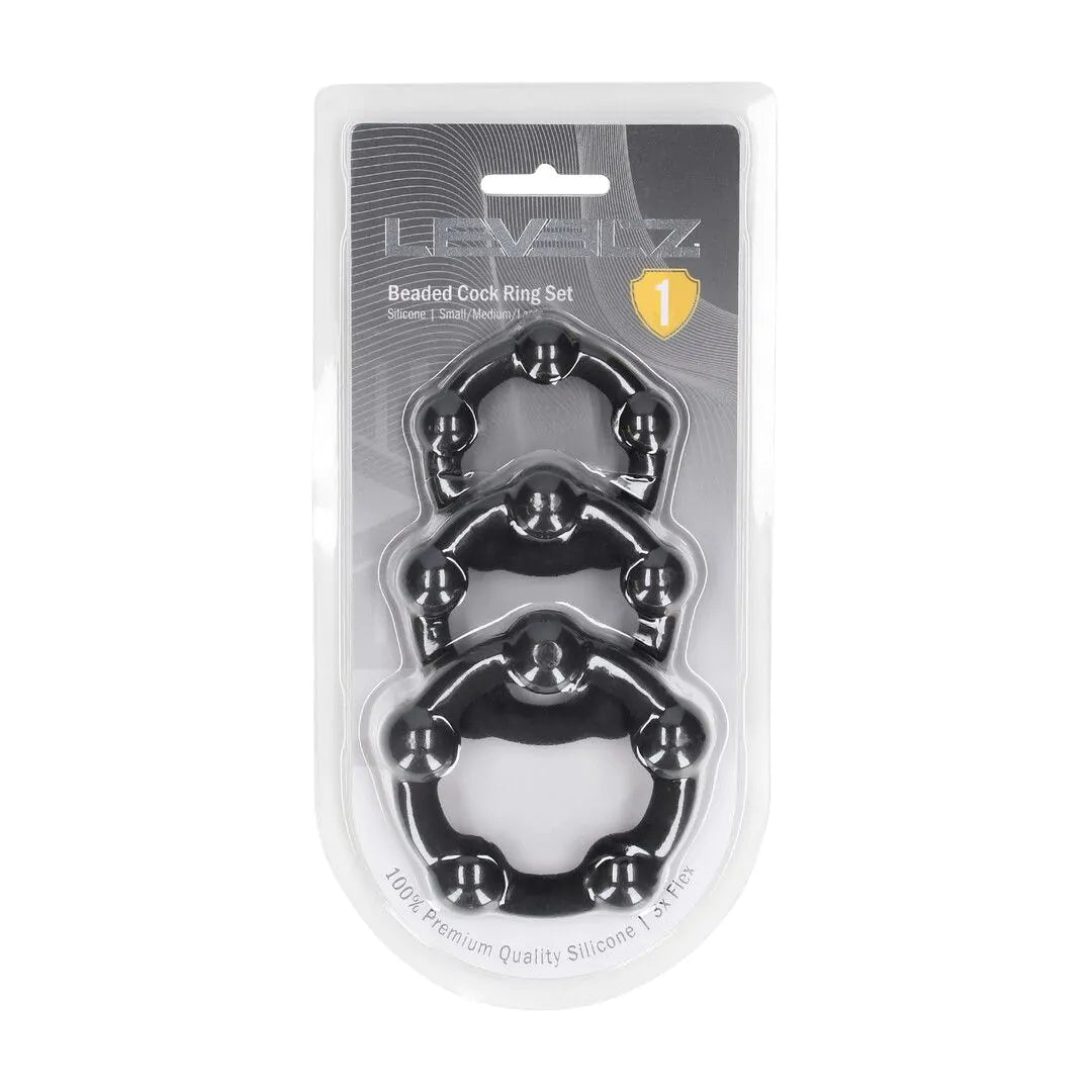 LEVELZ Beaded Silicone Cockring Set of 3 - S/M/L