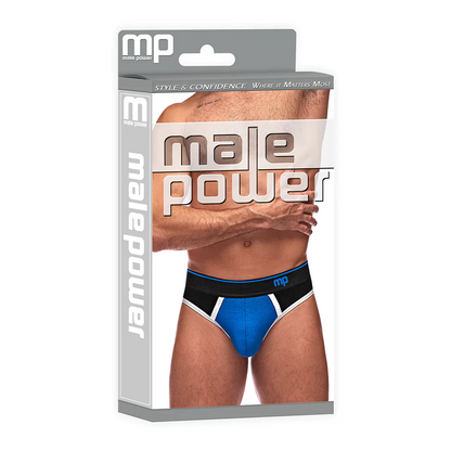 MALEPOWER Panel Thong - S/M - Black/Blue
