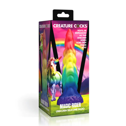 CREATURECOCKS Magic Rider - Unicorn Silicone Dildo - Rainbow