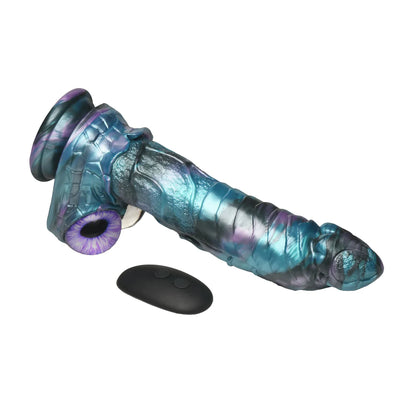 CREATURECOCKS Astro-Thrust - Thrusting and Vibrating Silicone Dildo - Blue/Purple