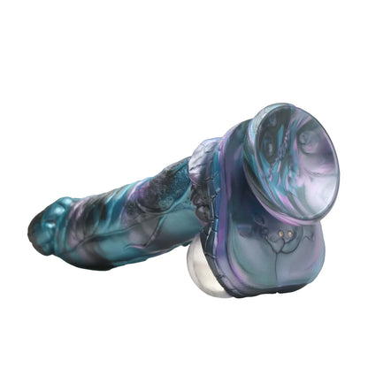 CREATURECOCKS Astro-Thrust - Thrusting and Vibrating Silicone Dildo - Blue/Purple