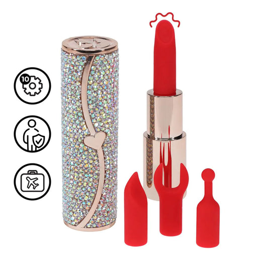LOVELINE Sparkle - Lipstick Vibrator with 4 Attachments - Iridescent