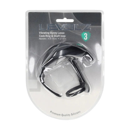 LEVELZ Adjustable Bunny Vibrating Silicone Lasso Cockring and Shaft Loop - Black