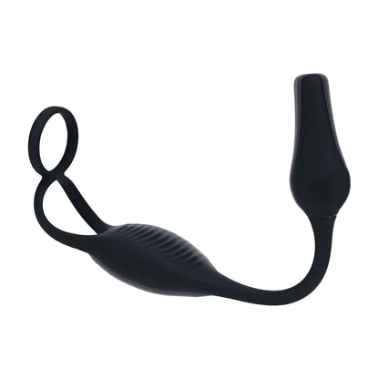 LEVELZ Vibrating Silicone Prostate Stimulator with Cock and Ball Ring - Black