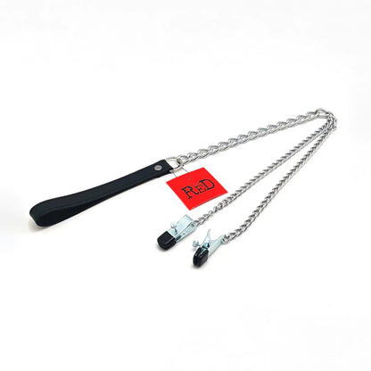 THERED Breast Clamps and Leash - Black/Silver