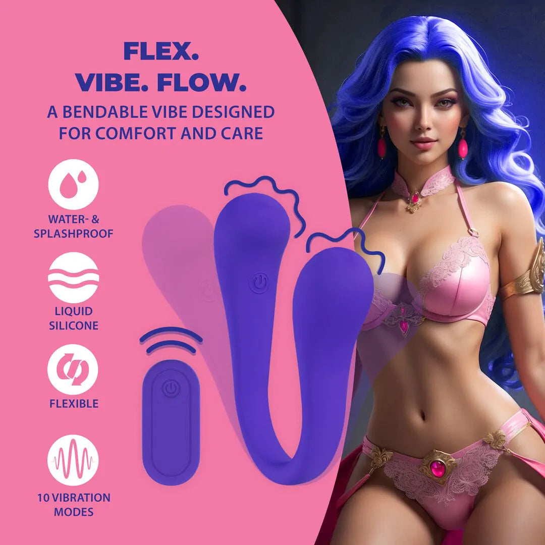 LOVELINE Dual-ended Bendable Vibe with Remote Control - Purple