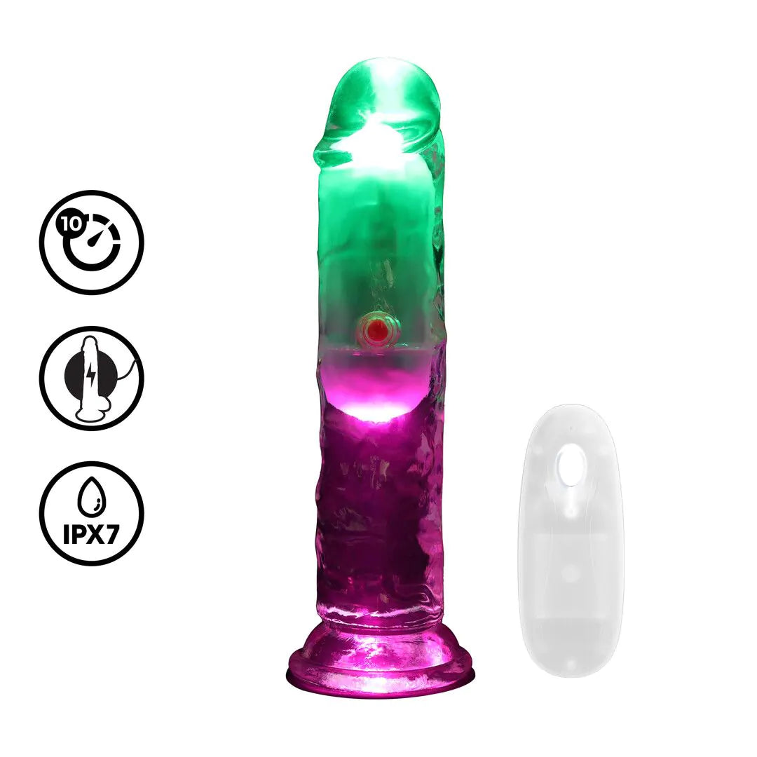 REALROCK LED Vibrating Straight Cock - 6" / 15 cm - Transparent