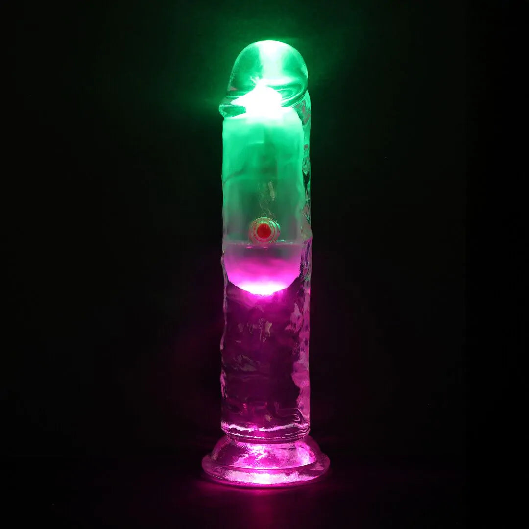 REALROCK LED Vibrating Straight Cock - 6" / 15 cm - Transparent