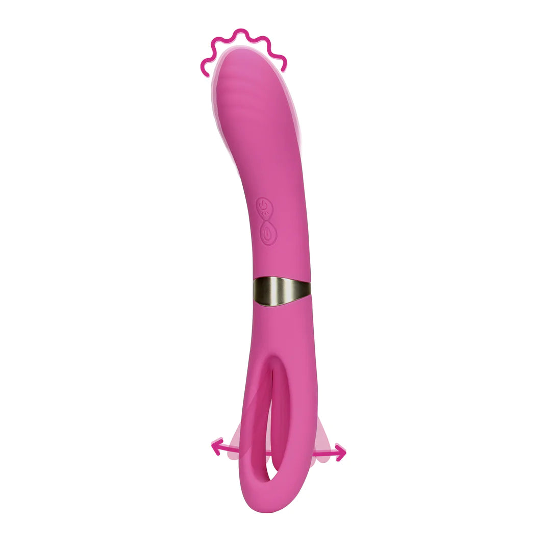 LOVELINE Double-Sided Flapping and G-Spot Vibrator - Exuberant Pink