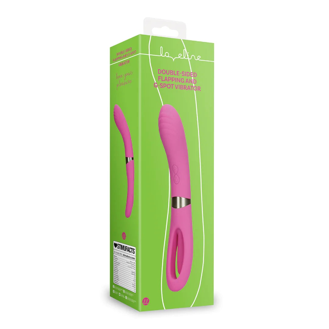 LOVELINE Double-Sided Flapping and G-Spot Vibrator - Exuberant Pink