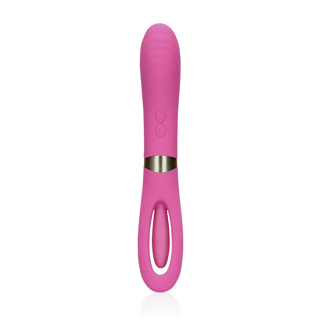 LOVELINE Double-Sided Flapping and G-Spot Vibrator - Exuberant Pink