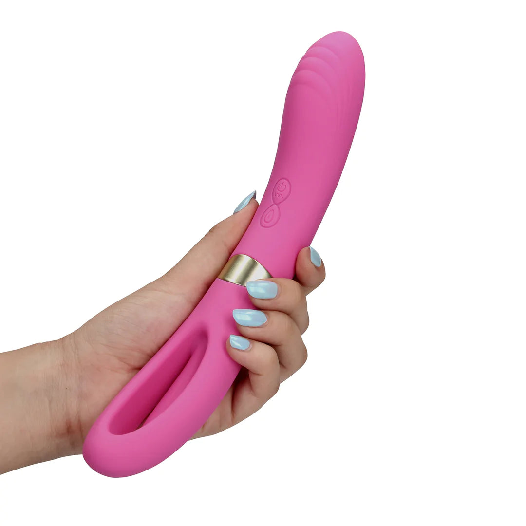 LOVELINE Double-Sided Flapping and G-Spot Vibrator - Exuberant Pink