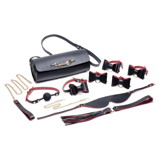 MASTERSERIES Bondage To Go Black & Red Bow Bondage Set w/Carry Case