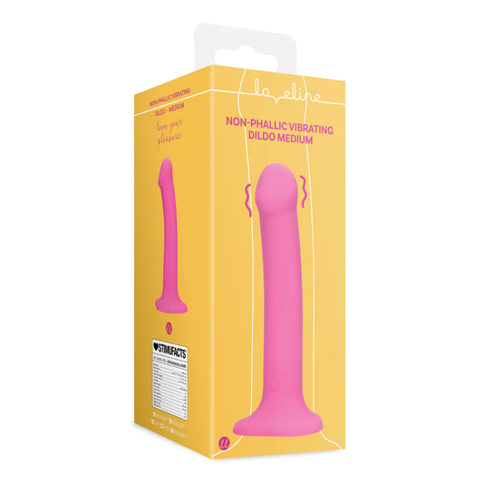 LOVELINE Non-Phallic Vibrating Dildo - Medium - Powerful Pink