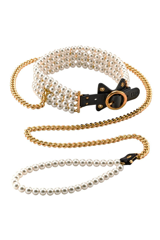 GUILTYPLEASURE Luminious Pearl Leash And Collar
