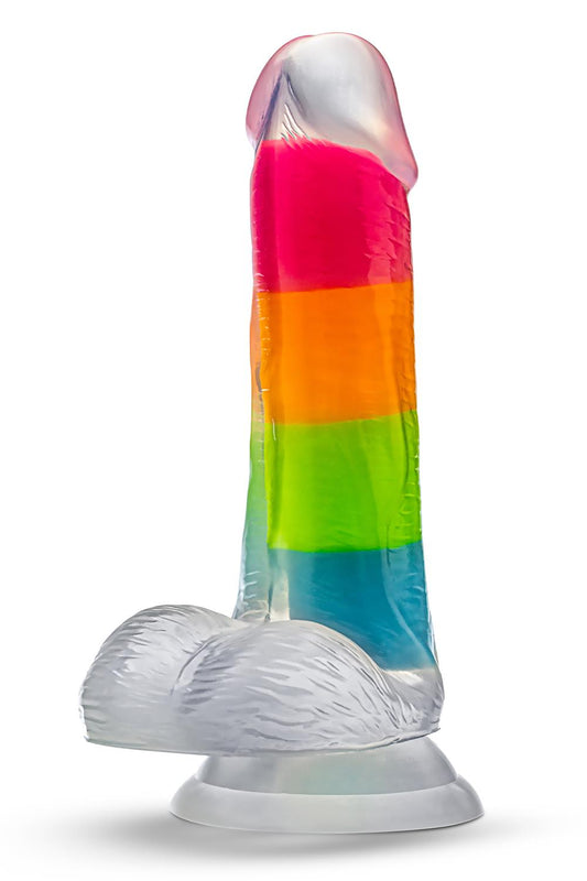 BLUSH Elite Glow In The Dark Rainbow Rave 6.5 Inch Silicone Dual Density Dildo Multicolored