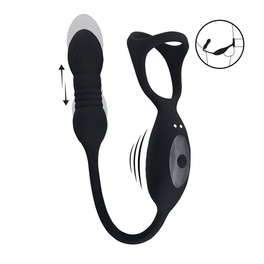 LEVELZ Vibrating and Thrusting Silicone Tri O Cockring with Prostate Stimulator