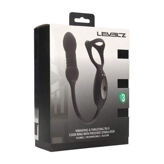 LEVELZ Vibrating and Thrusting Silicone Tri O Cockring with Prostate Stimulator