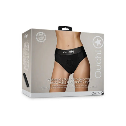 OUCH! Vibrating Strap-on Thong with Removable Butt Straps